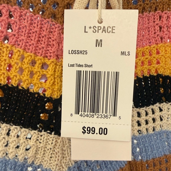 L*SPACE Multicolor Crochet Women Shorts w/ Tie Waist Size M NWT - Picture 2 of 2